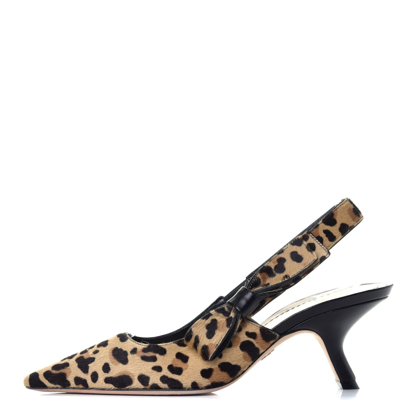 Calf Hair Lambskin Leopard Sweet D Slingback Pumps 37.5
