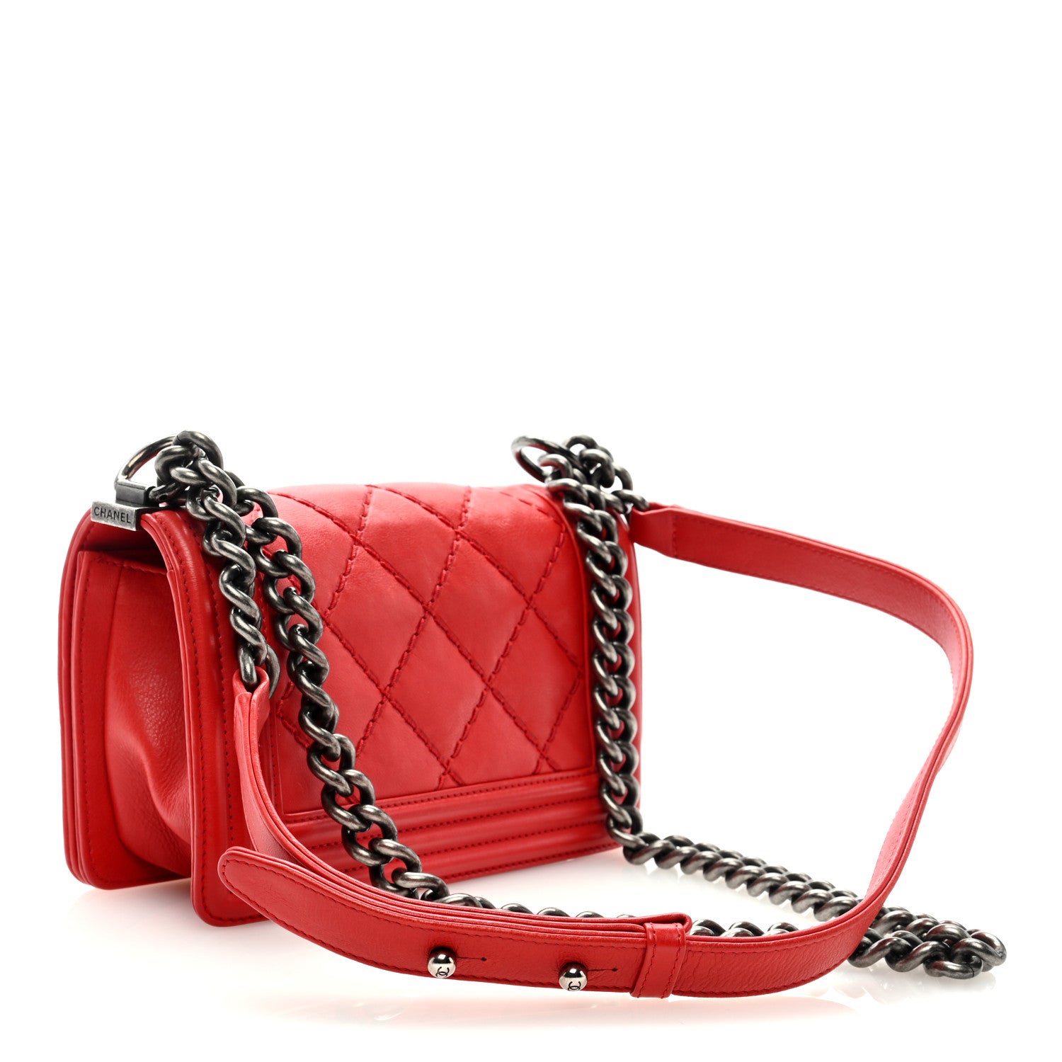 Chanel Calfskin Double Stitch Small Boy Flap Red 3 of 9