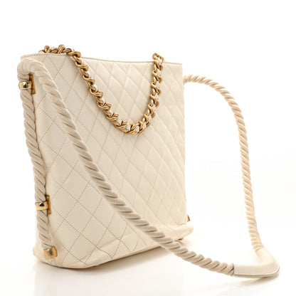 Chanel Crumpled Calfskin En Vogue Rope Hobo Bag White 3 of 11