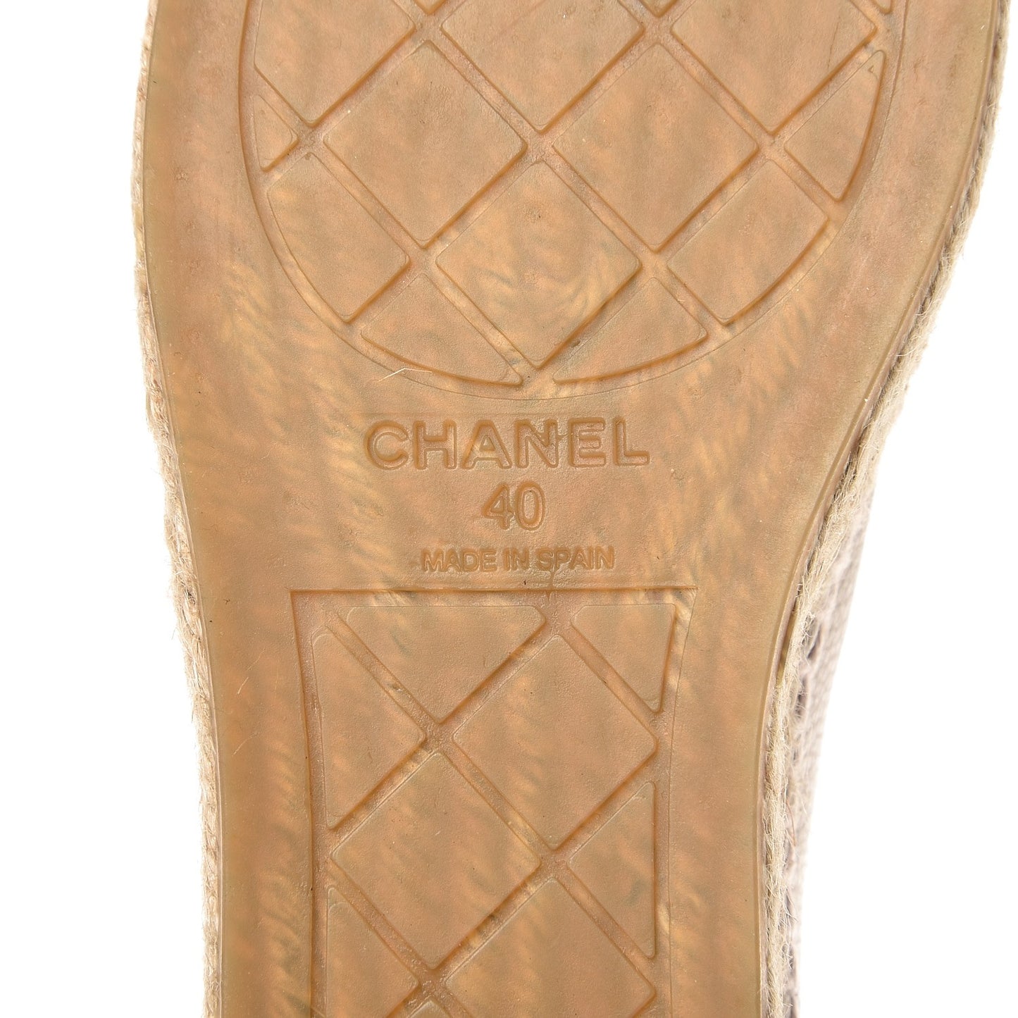 Grained Calfskin CC Espadrilles 40 Beige Black