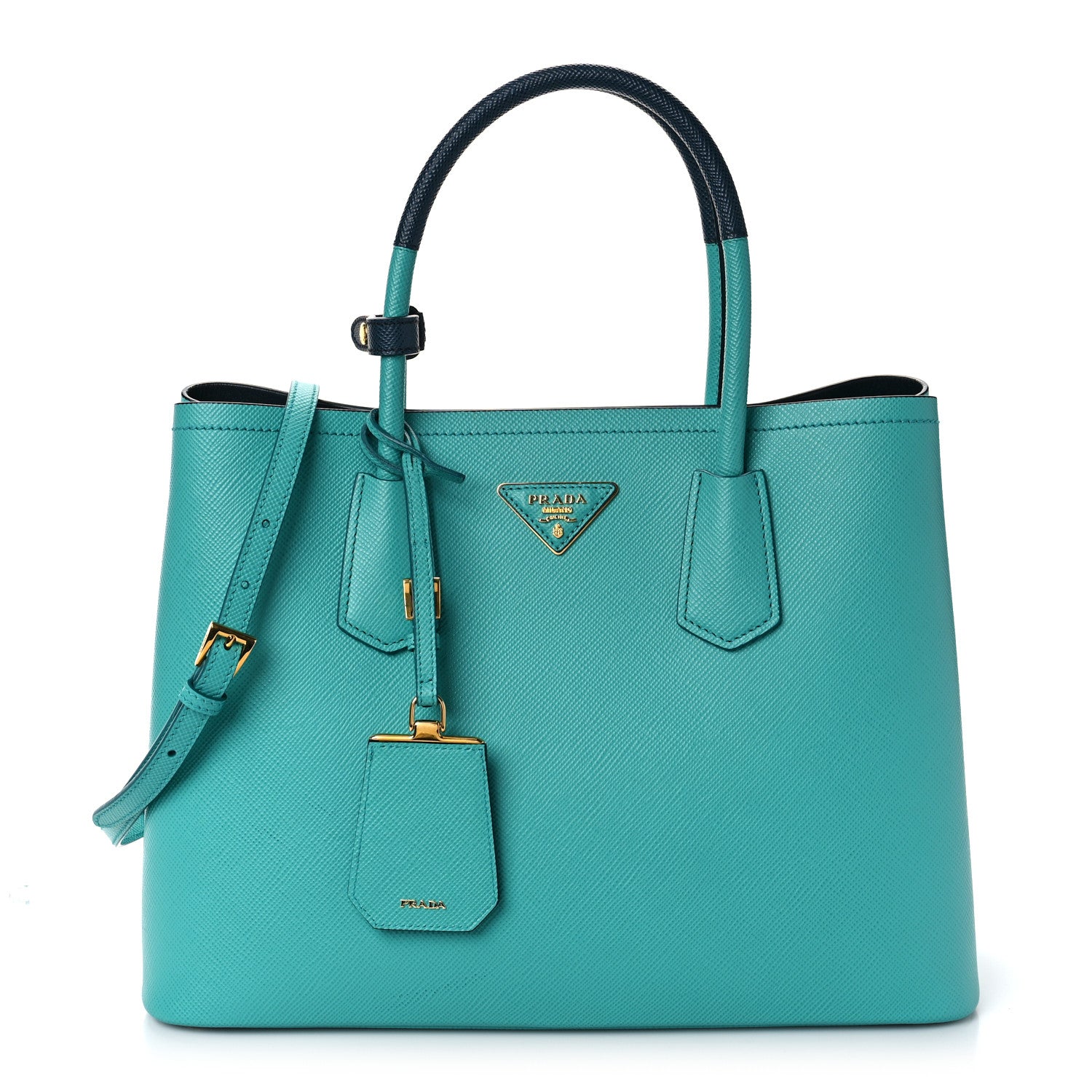Prada Saffiano Cuir Medium Bi-Color Double Bag Giada Baltico 1 of 8