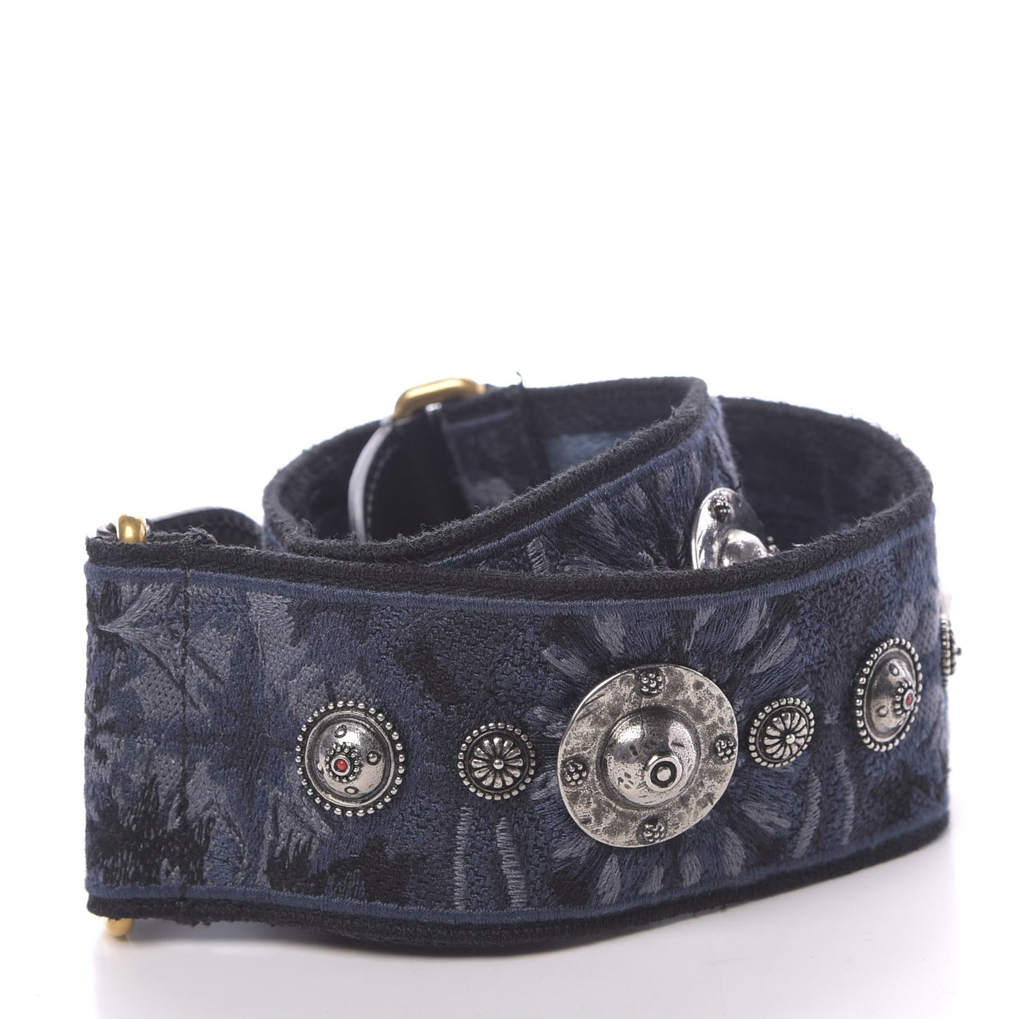 Canvas Embroidered Studded KaleiDiorscopic Adjustable Shoulder Strap Blue