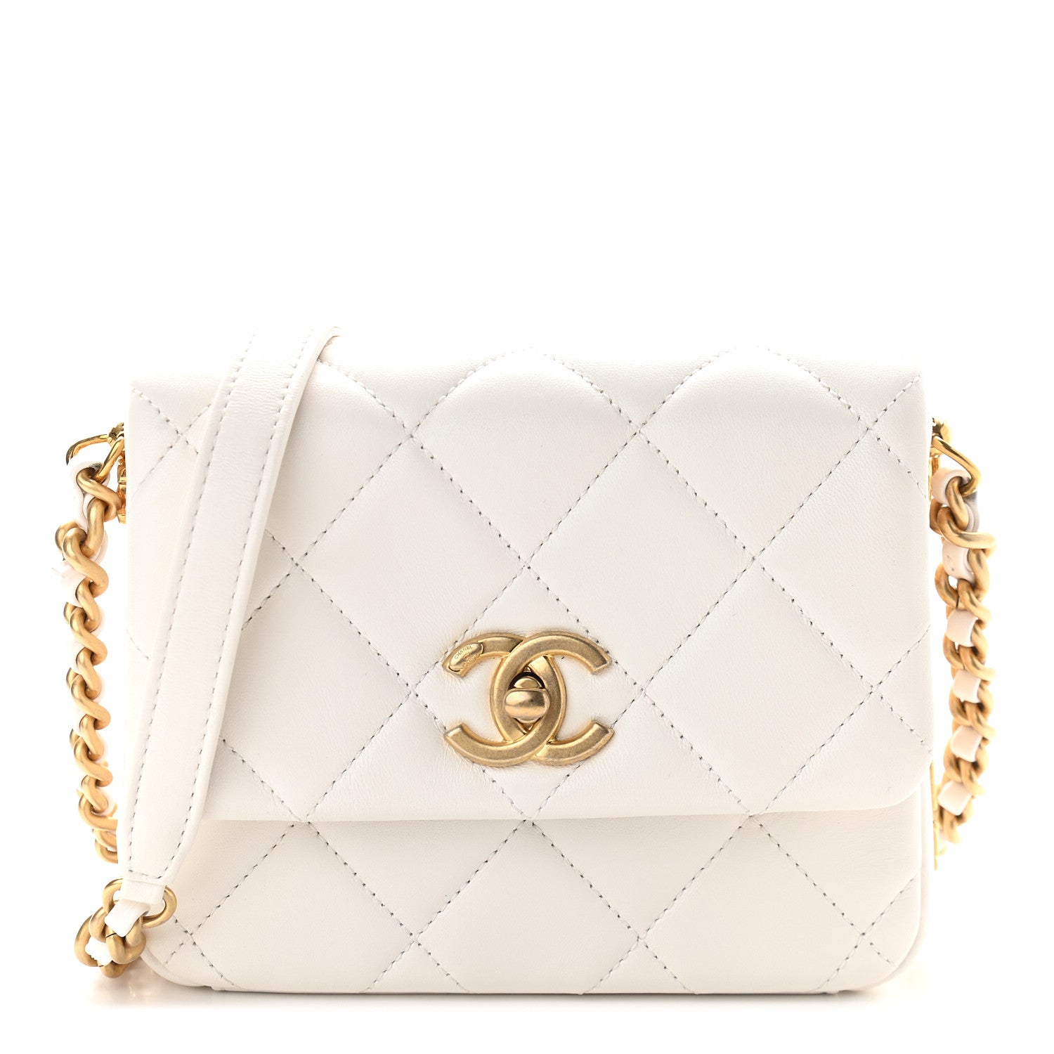 Chanel Lambskin Quilted Mini Side Note Flap White 1 of 7