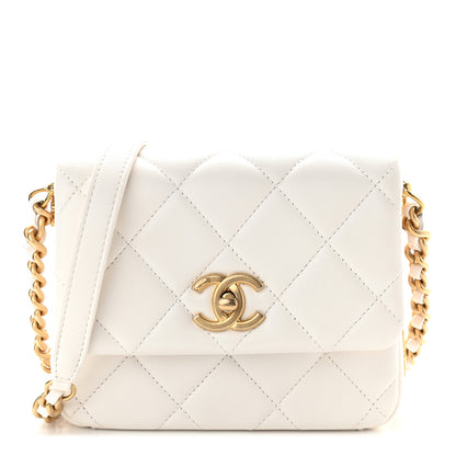 Chanel Lambskin Quilted Mini Side Note Flap White 1 of 7