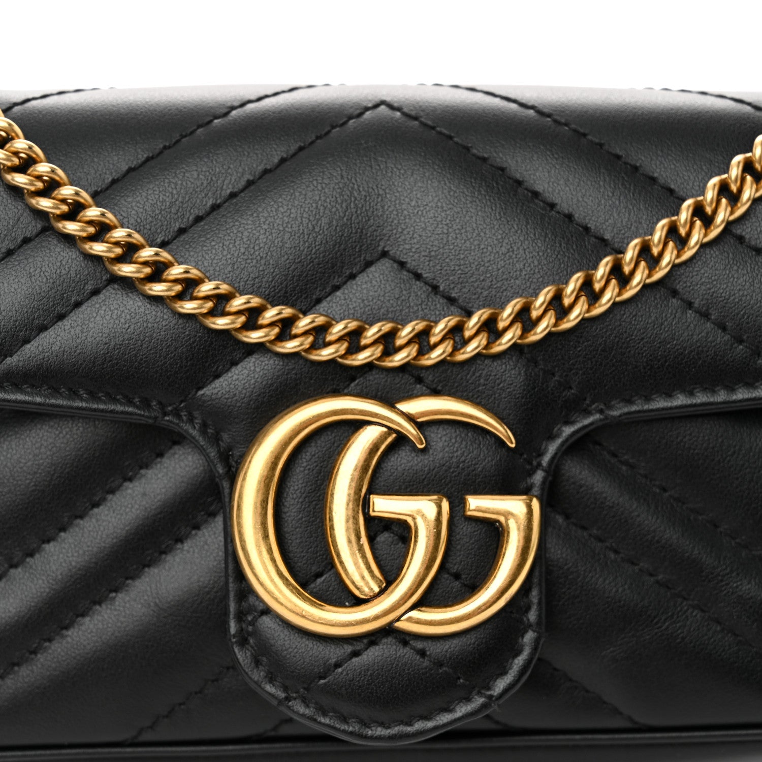 Gucci Calfskin Matelasse Super Mini GG Marmont Shoulder Bag Black 8 of 11
