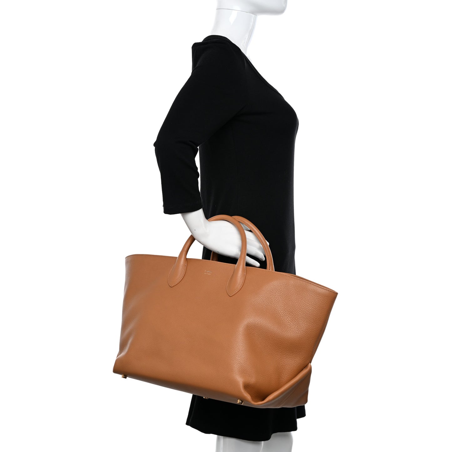 Pebbled Calfskin Medium Amelia Tote Nougat
