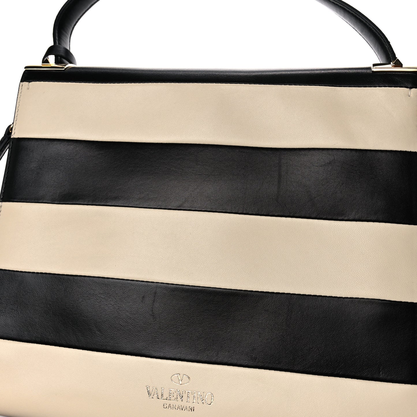 Nappa Striped Medium My Rockstud Frame Bag Black Light Ivory