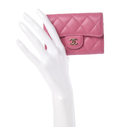 Chanel Caviar Quilted Flap Card Holder Wallet Pink 2 of 9
