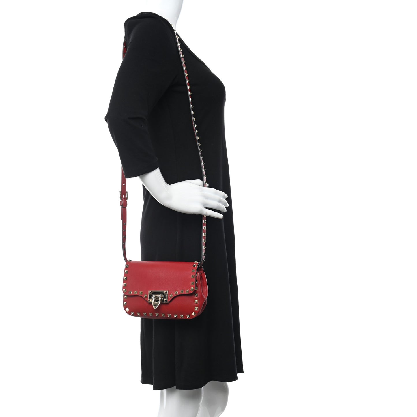 Vitello Mini Rockstud Flap Saddle Crossbody Bag Rosso Valentino