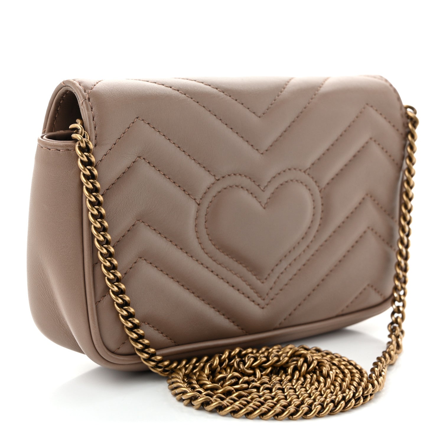 Gucci Calfskin Matelasse Super Mini GG Marmont Shoulder Bag Porcelain Rose 3 of 11