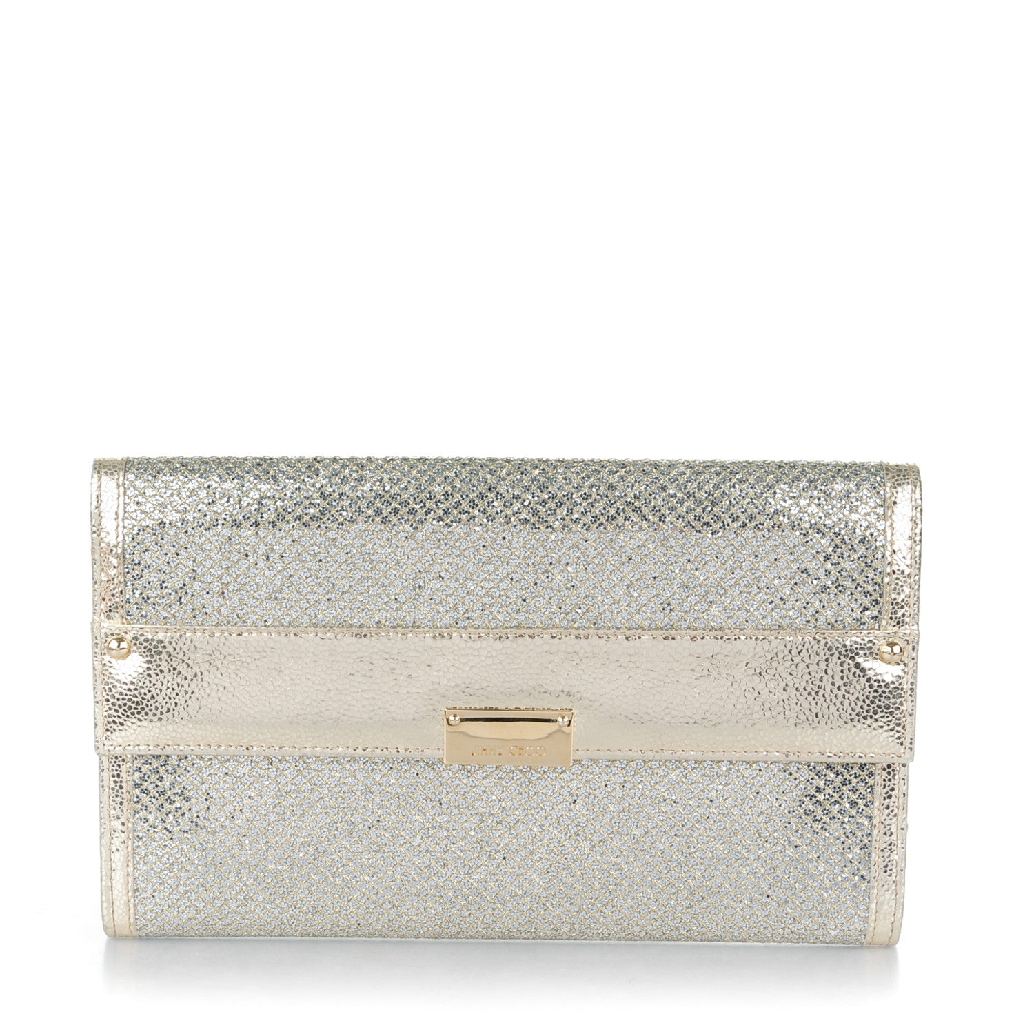 Jimmy Choo Glitter Fabric Reese L Clutch Champagne 1 of 7