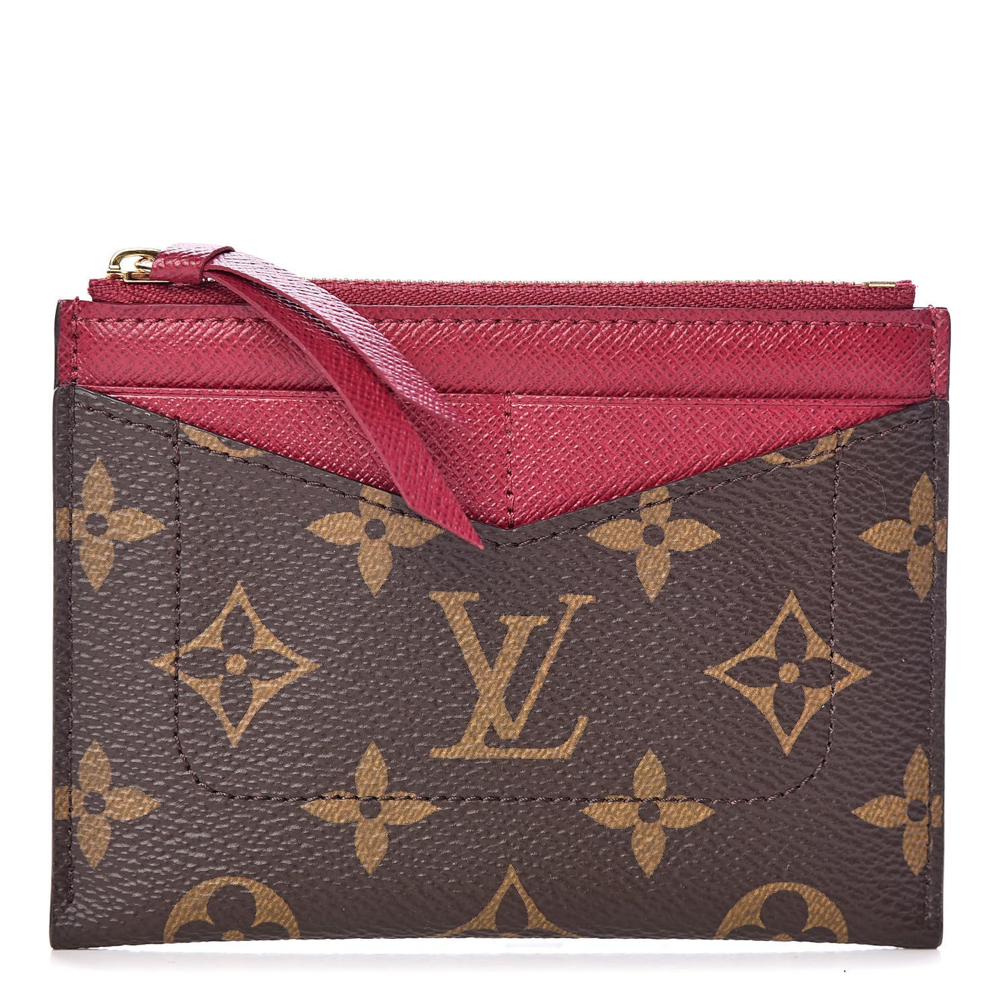 Monogram Zipped Card Holder Fuchsia