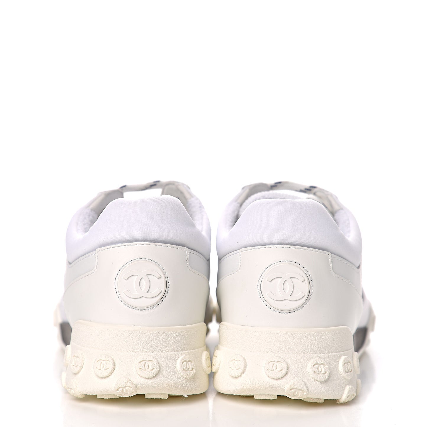 Calfskin Mesh Lycra Womens Logo Sneakers 39.5 White