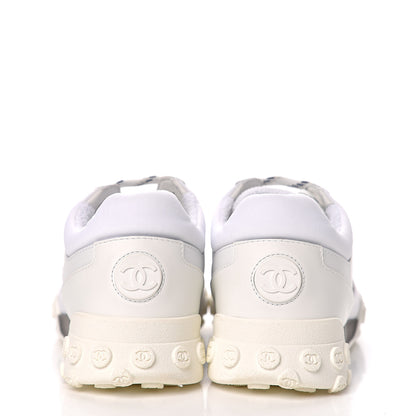Chanel Calfskin Mesh Lycra Womens Logo Sneakers 39.5 White 8 of 10