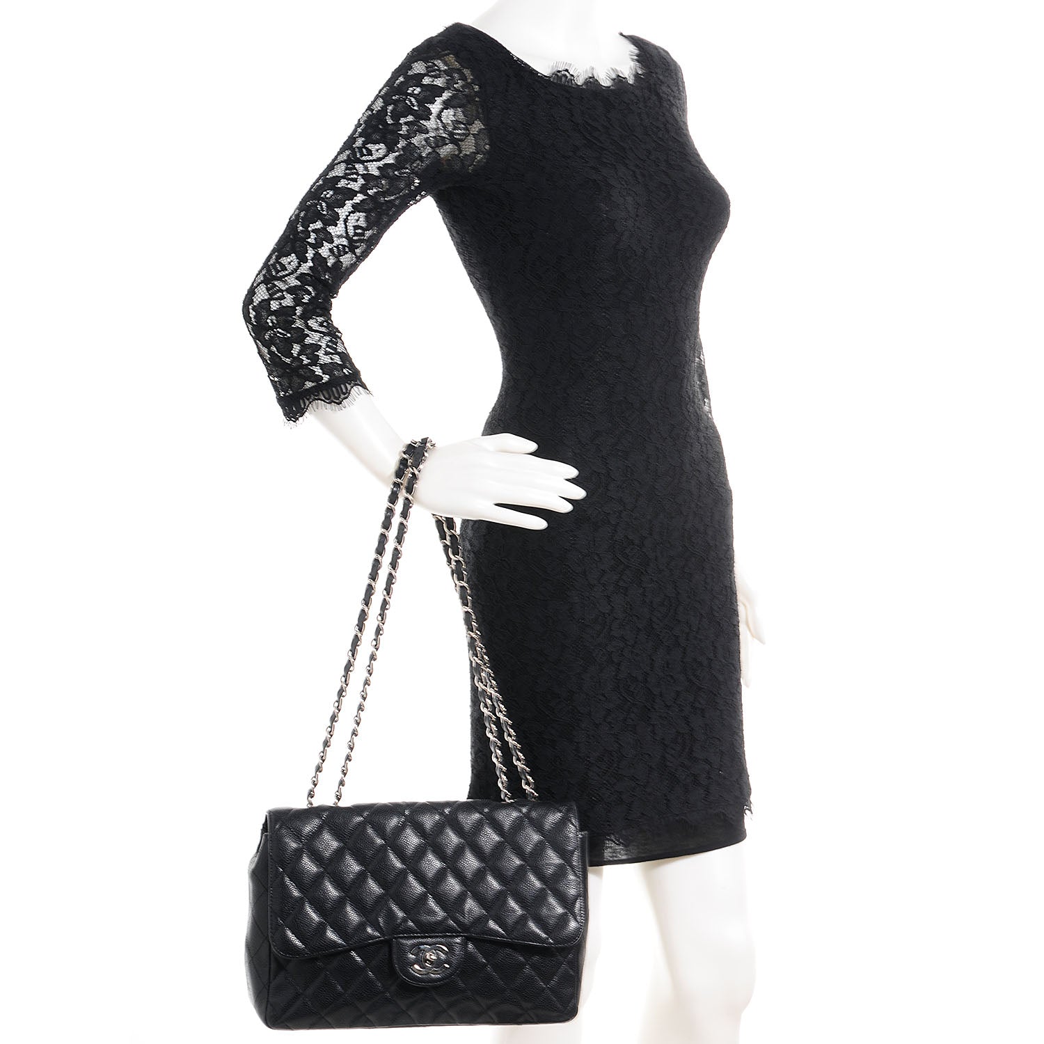 Chanel Caviar Jumbo Single Flap Black 2 of 13