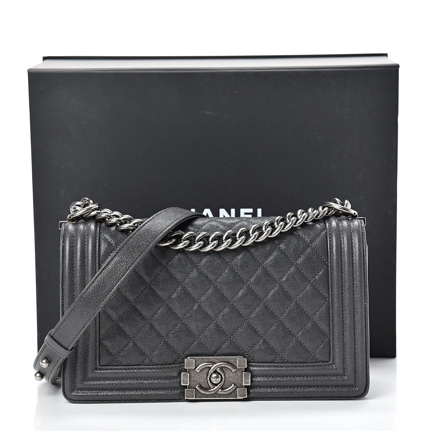 Chanel Caviar Quilted Medium Boy Flap Anthracite 10 of 10