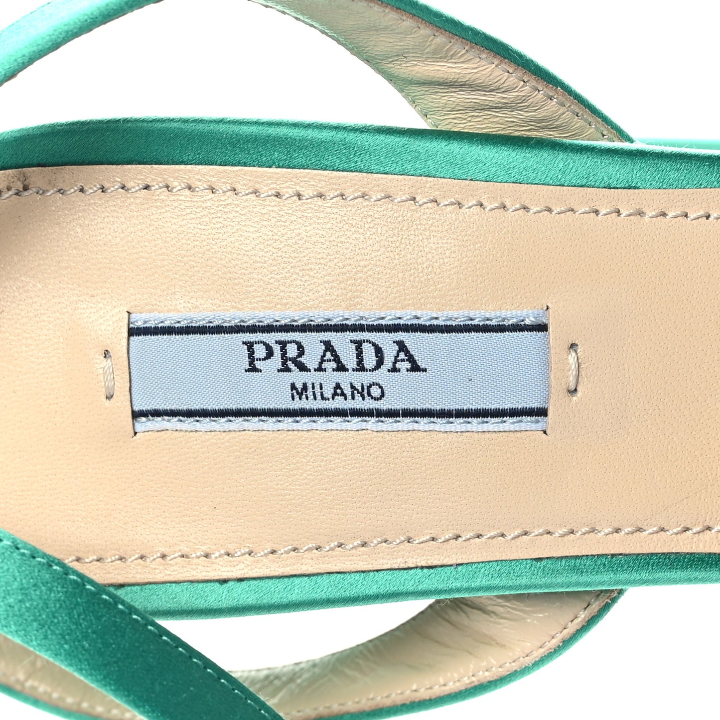 Satin Metal Triangle Logo Ankle Strap 40/135mm Platform Sandals 38.5 Assenzio