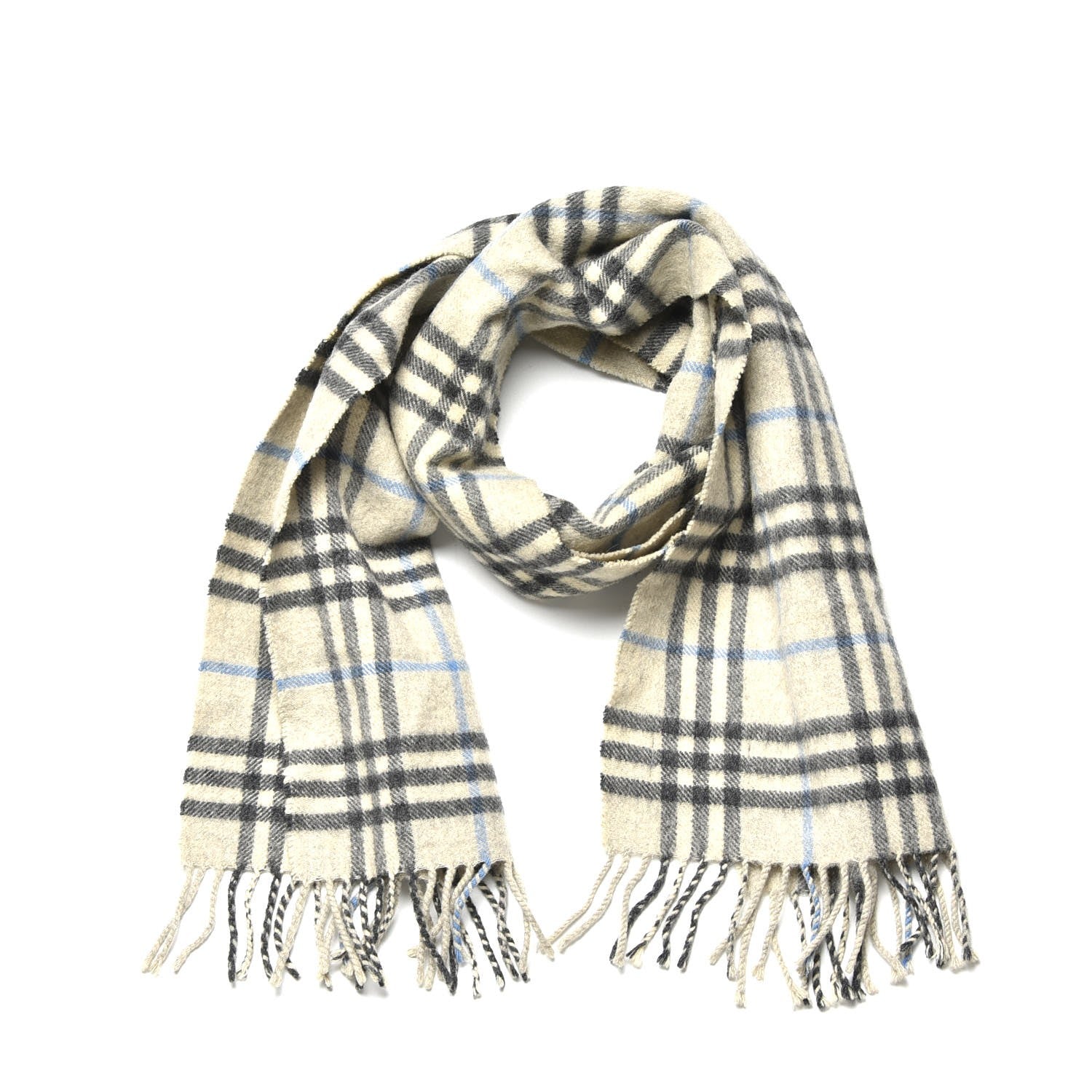 Burberry Cashmere House Check Fringe Scarf Grey 3 of 4