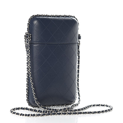 Chanel Lambskin Quilted Chain Around Phone Holder Navy 3 of 12