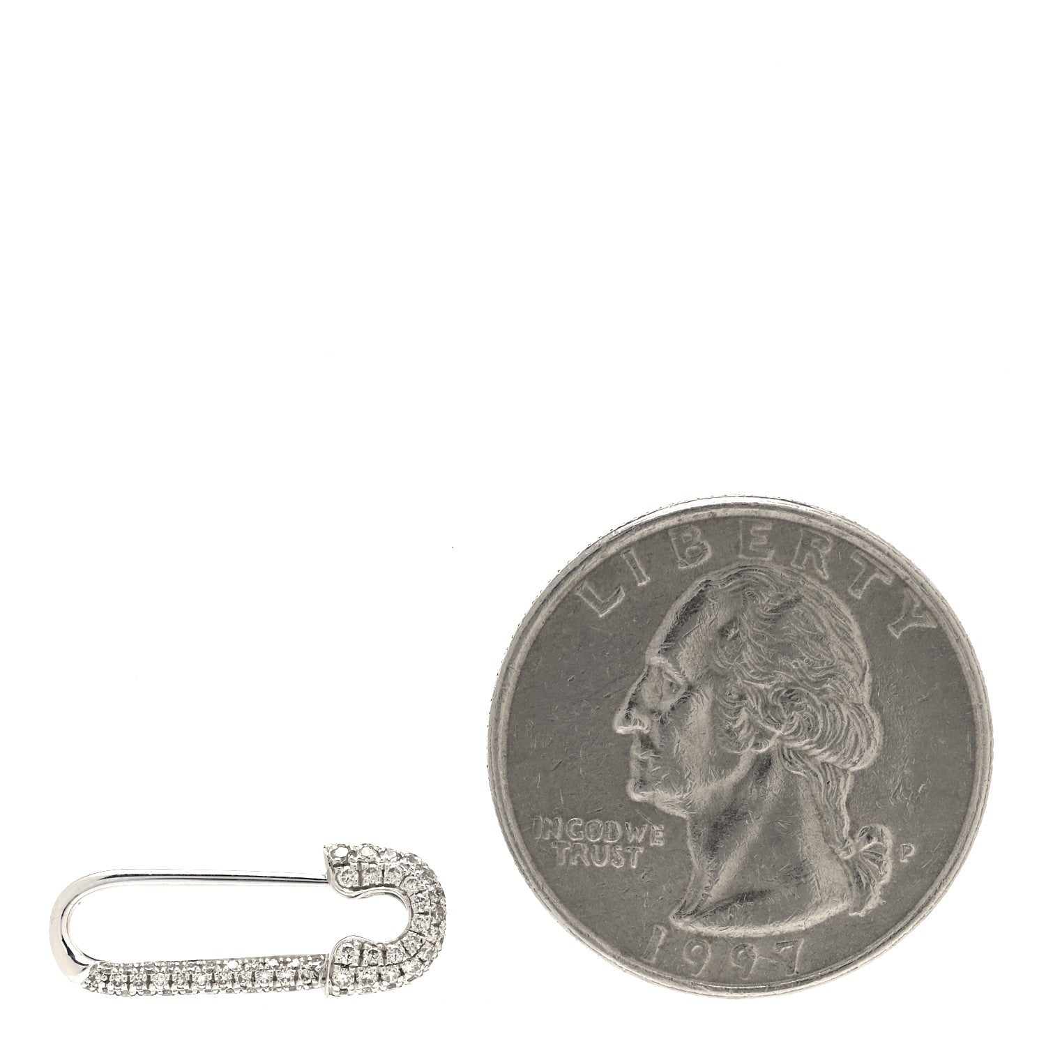 Anita Ko 18K White Gold Diamond Mini Safety Pin Earring 2 of 4
