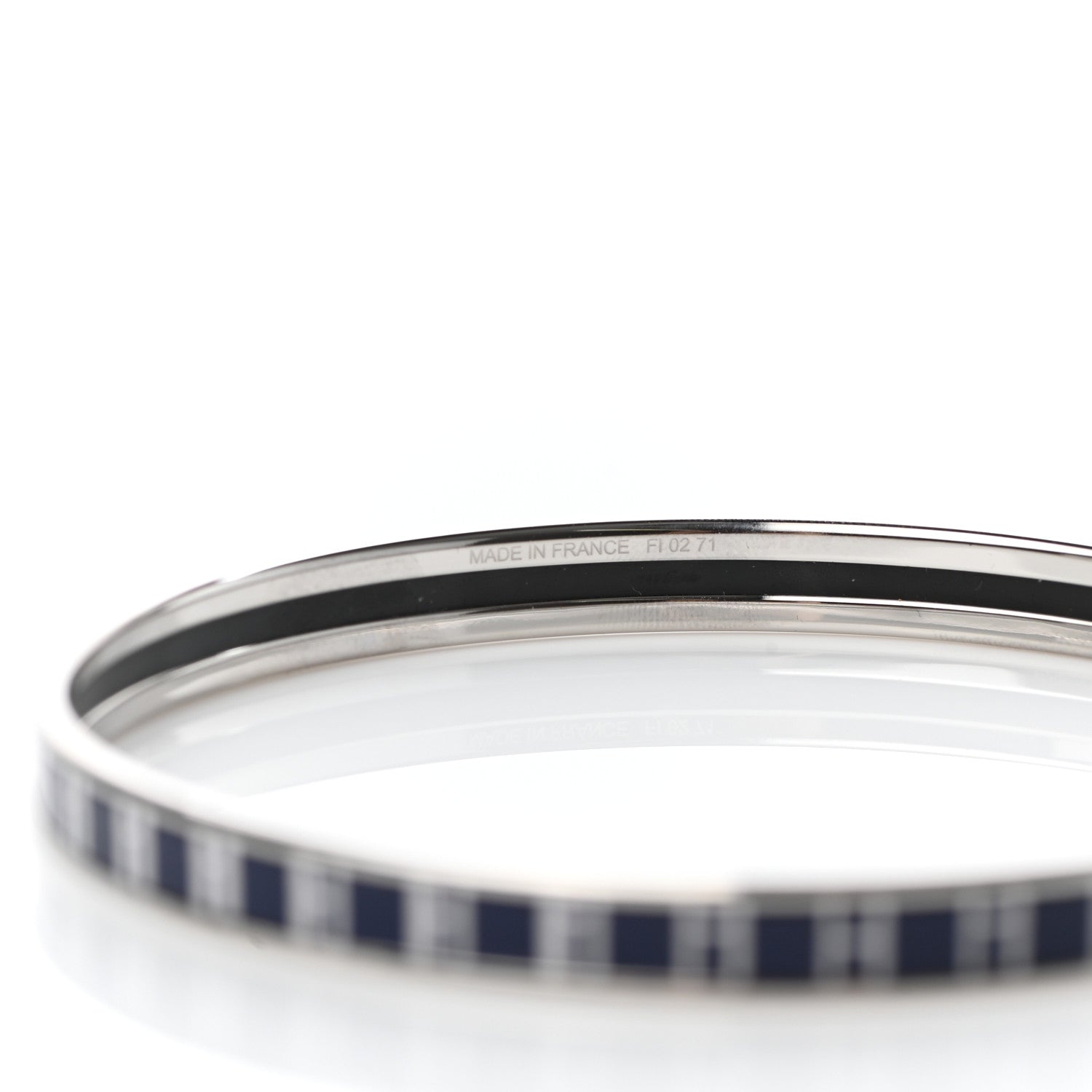 Hermes Printed Enamel OP'H Extra Narrow Bracelet 70 Ultramarine White 5 of 5