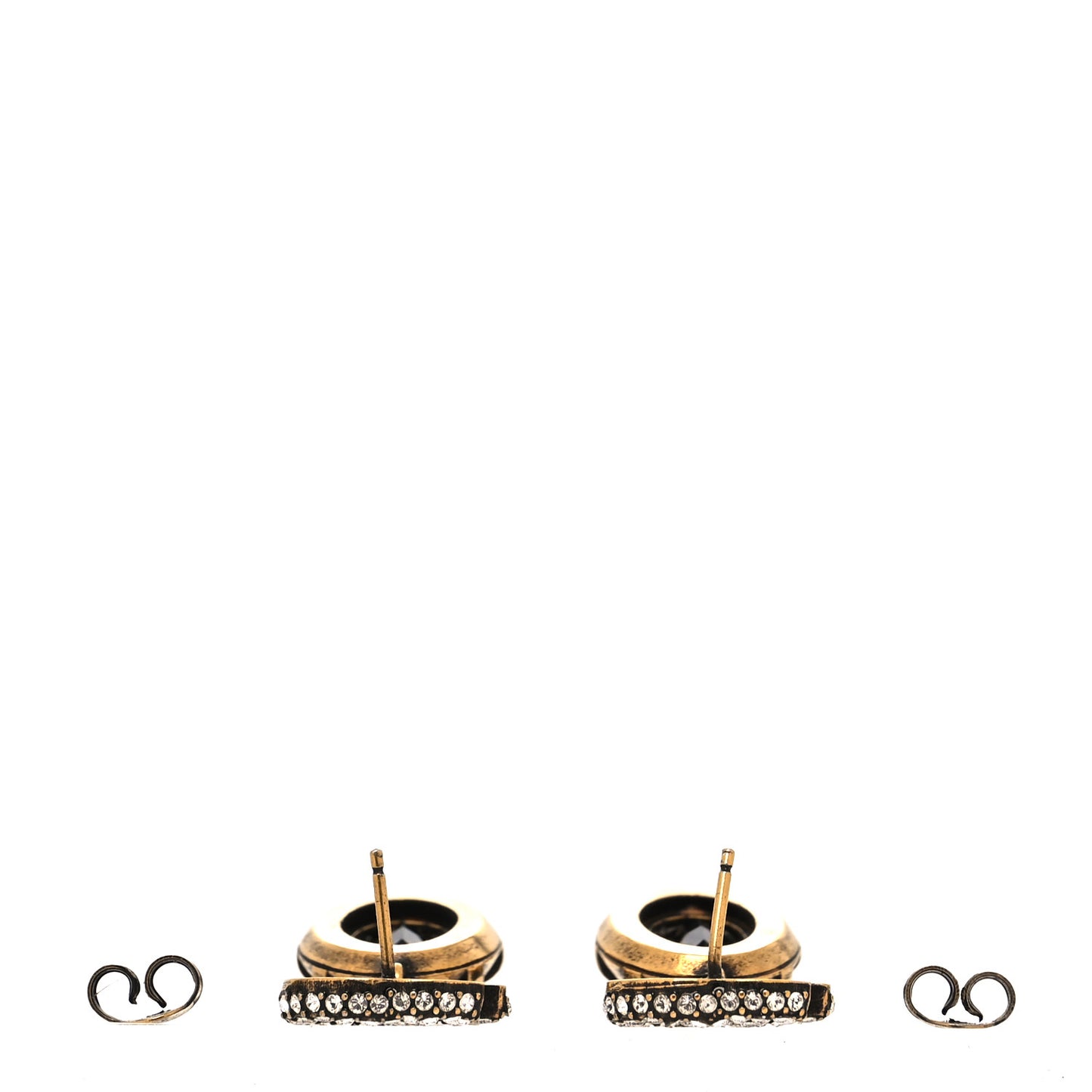 Crystal Double G Earrings Black Aged Gold