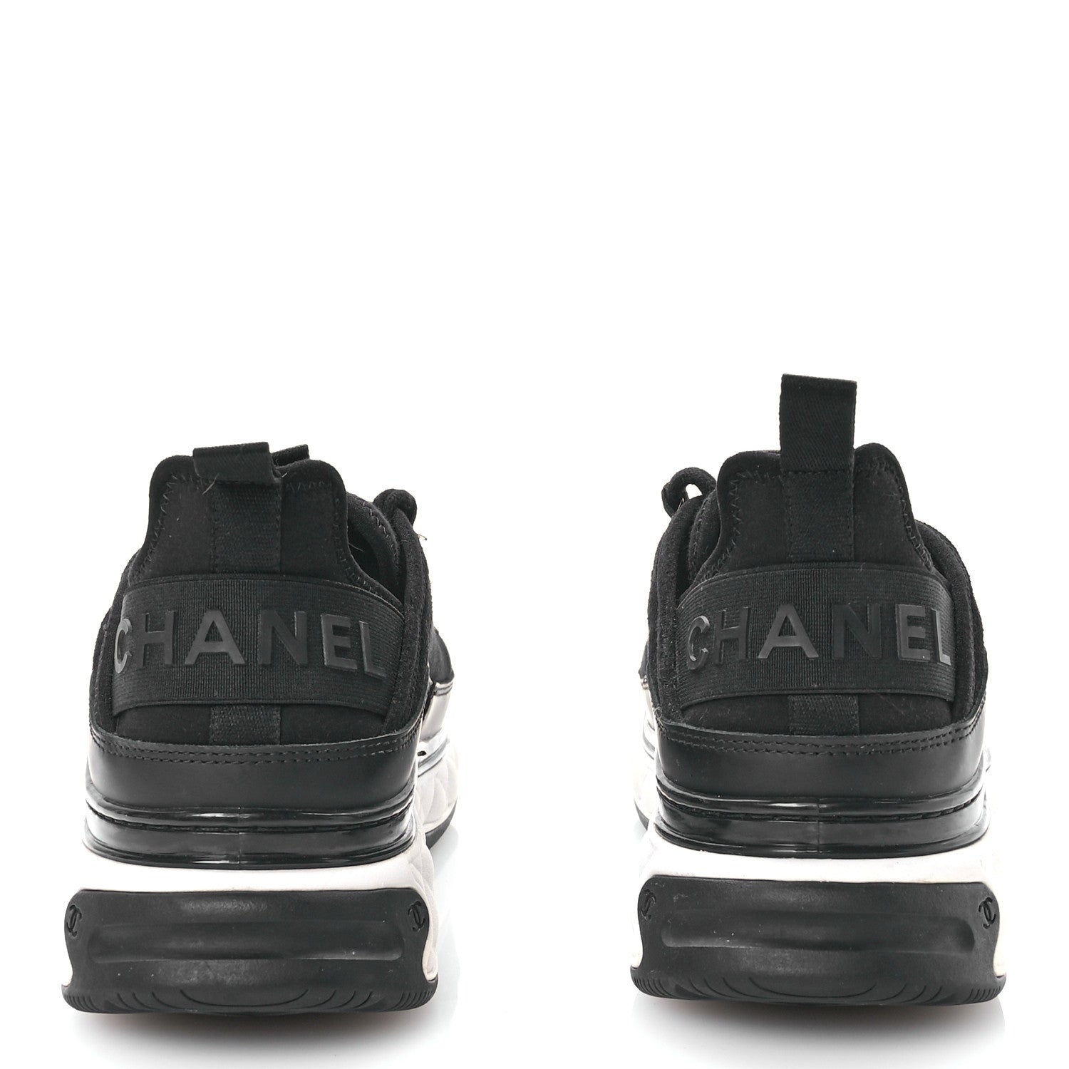 Chanel Velvet Calfskin Mixed Fibers CC Sneakers 40 Black 5 of 9
