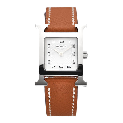 Hermes Stainless Steel Epsom 21mm Heure H Hour Quartz Watch Gold 1 of 6