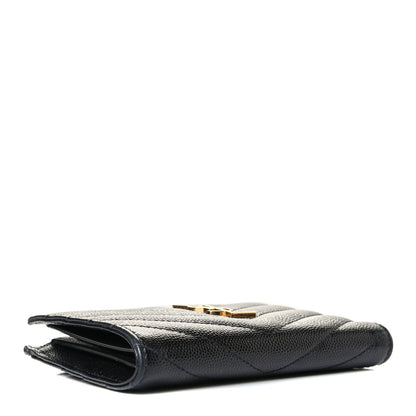 Saint Laurent Grain De Poudre Matelasse Chevron Monogram Zipped Two-Part Wallet Black 3 of 6