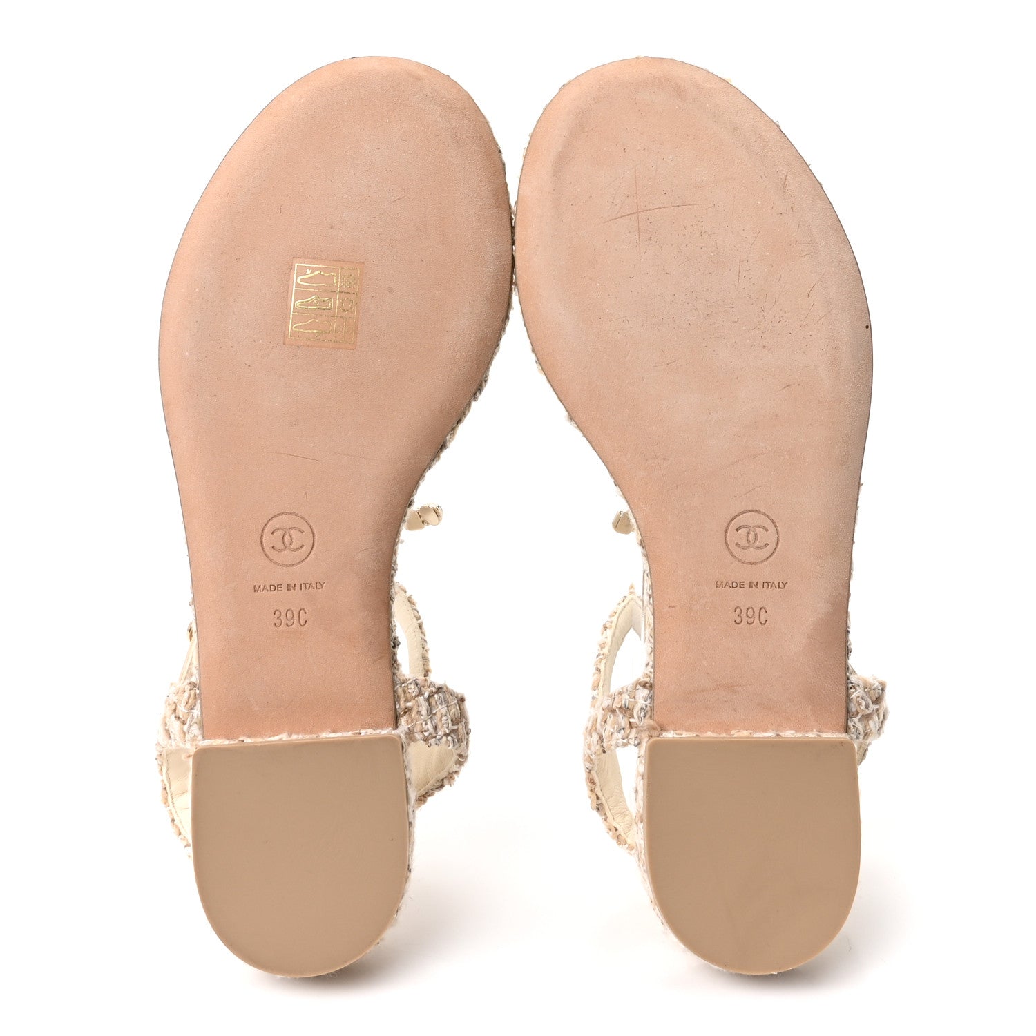 Chanel Tweed Pearl CC Thong Sandals 39 Ivory 6 of 9