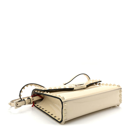 Valentino Garavani Patent Monochrome Medium Rockstud Flip Lock Crossbody Bag Light Ivory 3 of 9