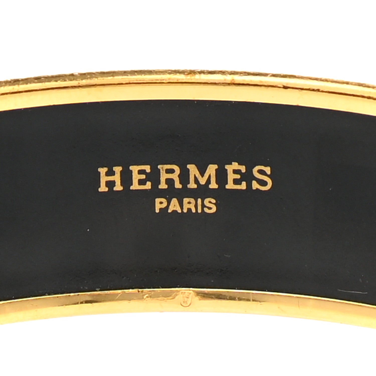 Hermes Enamel Printed Handwriting Wide Bracelet 65 Black 4 of 5