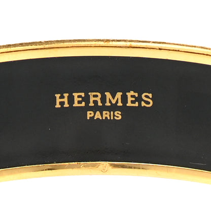Hermes Enamel Printed Handwriting Wide Bracelet 65 Black 4 of 5