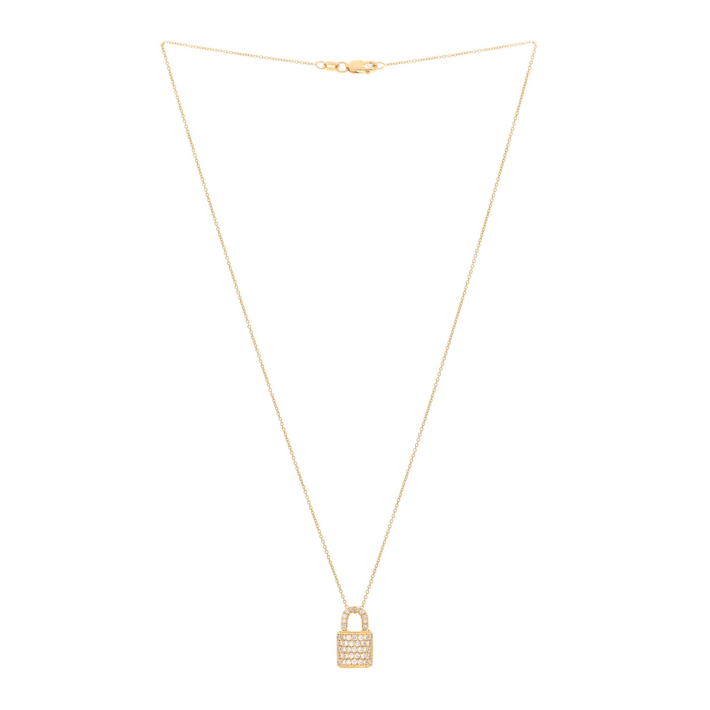 18K Yellow Gold Diamond Tiny Treasures Lock Pendant Necklace