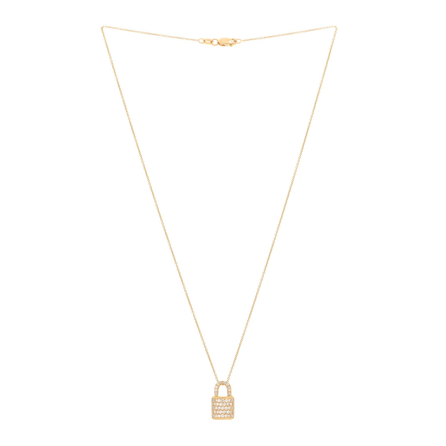 Roberto Coin 18K Yellow Gold Diamond Tiny Treasures Lock Pendant Necklace 3 of 4