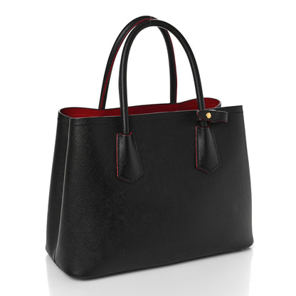 Prada Saffiano Cuir Small Double Bag Black Fuoco 3 of 8