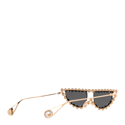 Gucci Metal Pearl Cat Eye Sunglasses GG0364S Gold 3 of 8