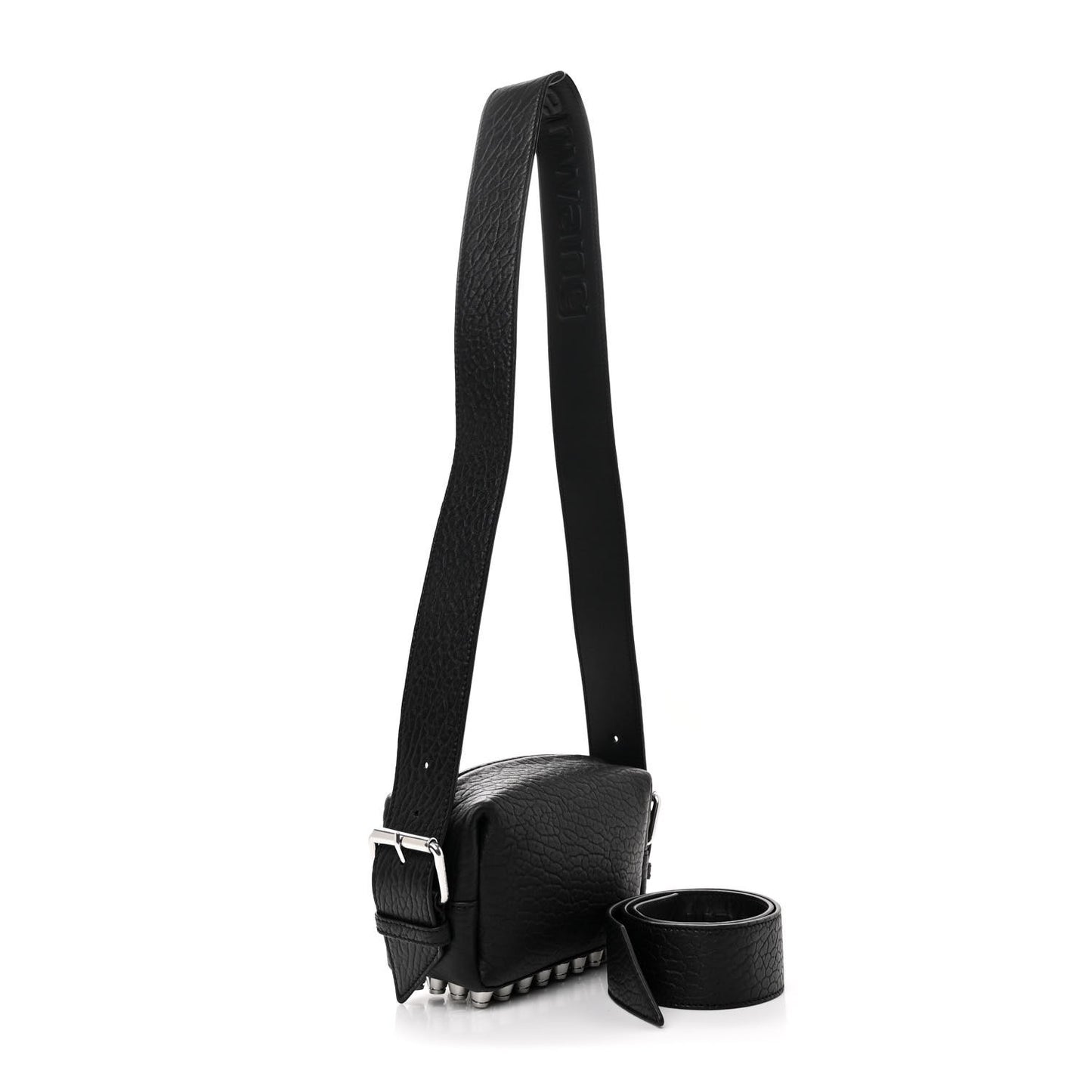 Pebbled Lambskin Small Ricco Shoulder Bag Black