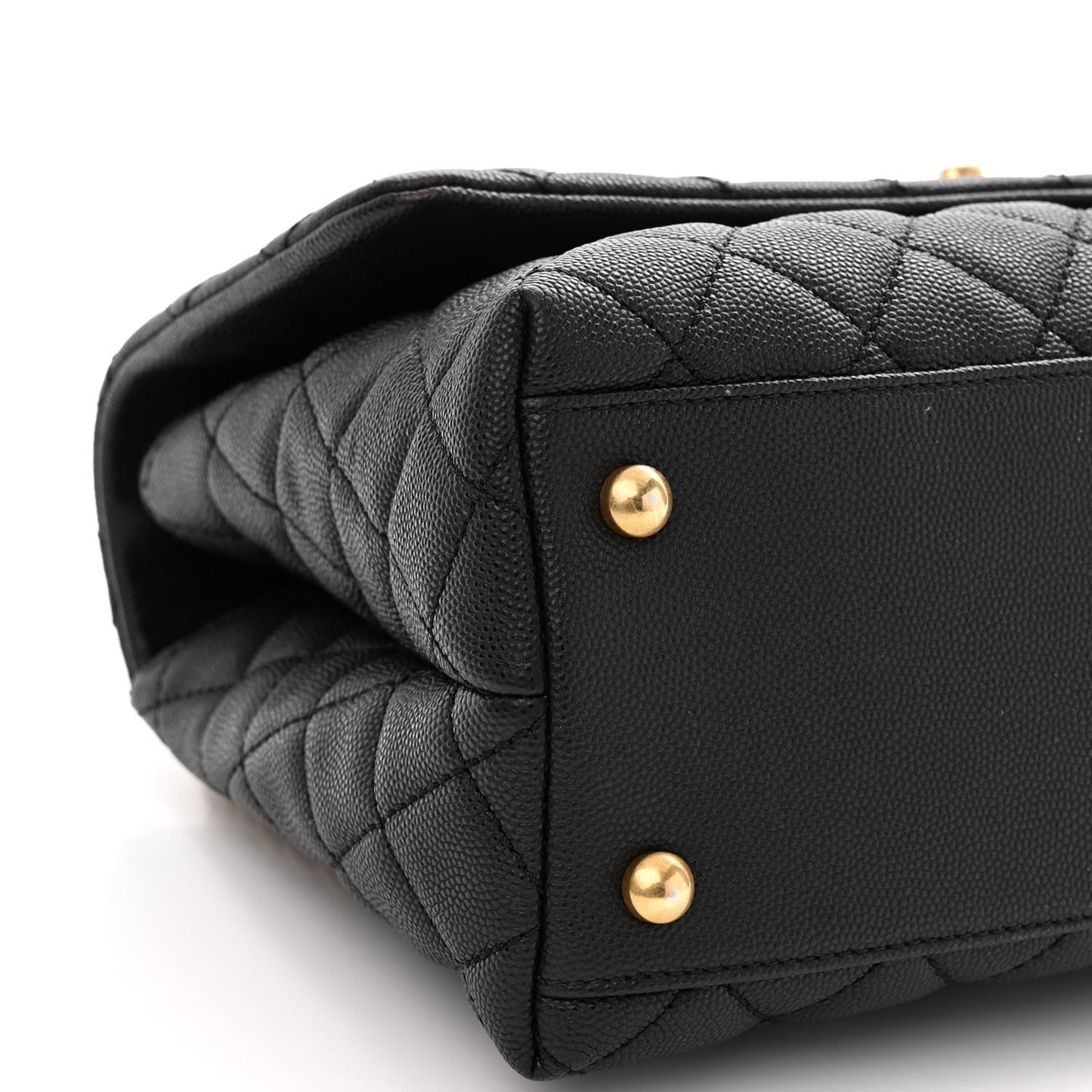 Caviar Lizard Embossed Quilted Small Coco Handle Flap Black