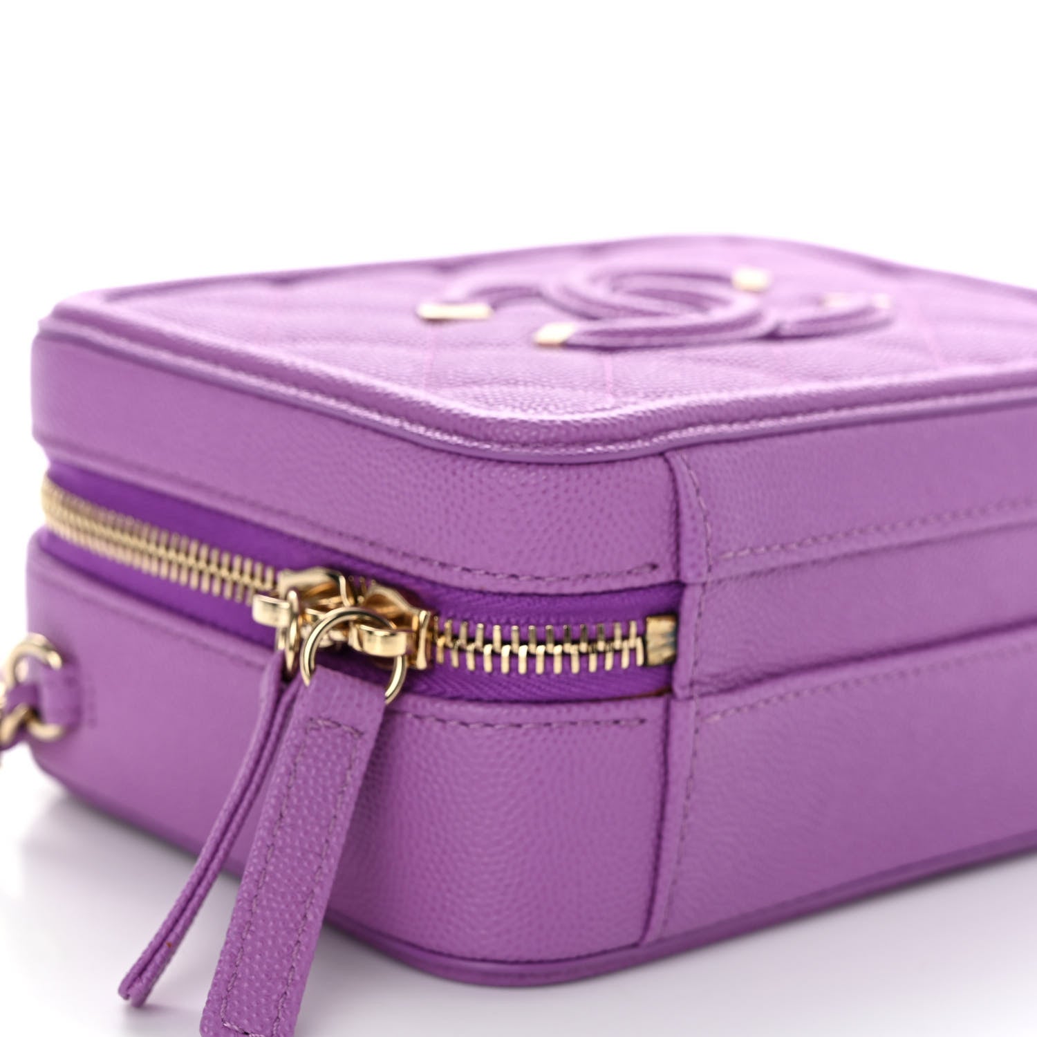 Chanel Caviar Quilted Small CC Filigree Vanity Case Purple 9 of 10
