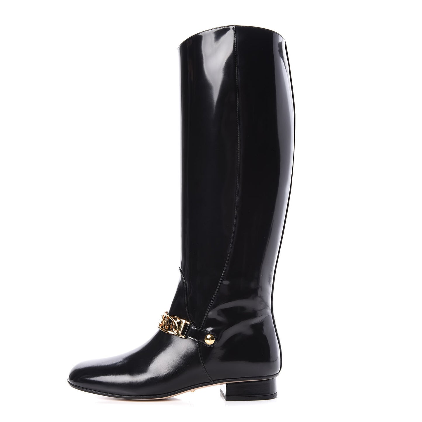 Polished Calfskin Regent Boots 38 Black