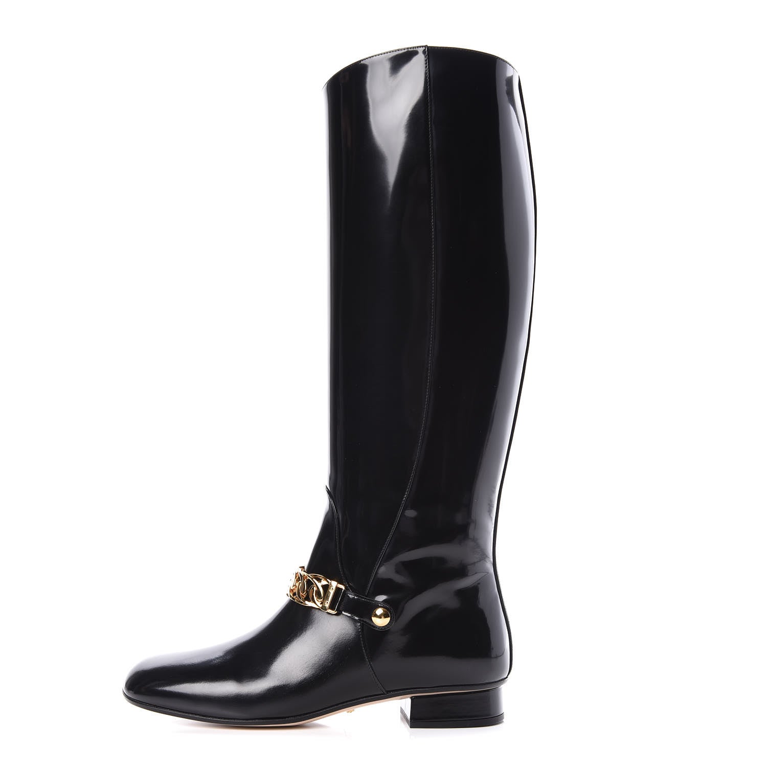 Gucci Polished Calfskin Regent Boots 38 Black 1 of 9