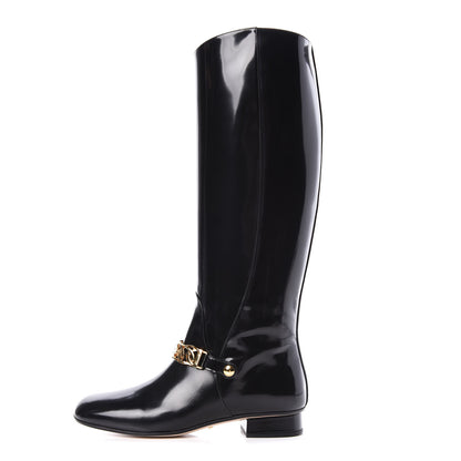 Gucci Polished Calfskin Regent Boots 38 Black 1 of 9