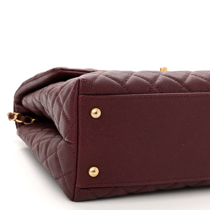 Chanel Caviar Quilted Medium Coco Handle Flap Burgundy 9 of 10