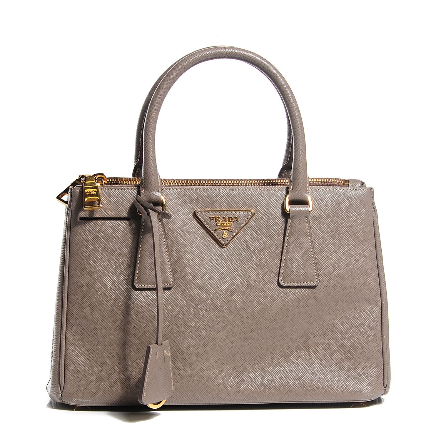 Prada Saffiano Lux Mini Double Zip Tote Argilla 1 of 10
