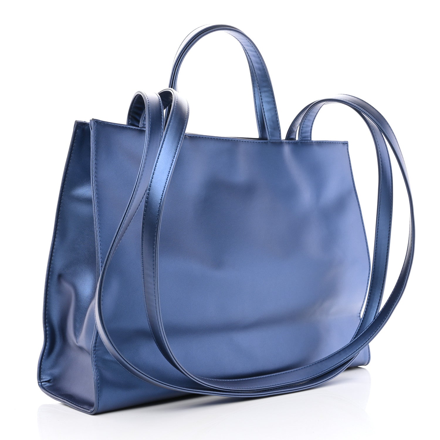 Telfar Metallic Vegan Leather Medium Shopping Bag Cobalt 3 of 11