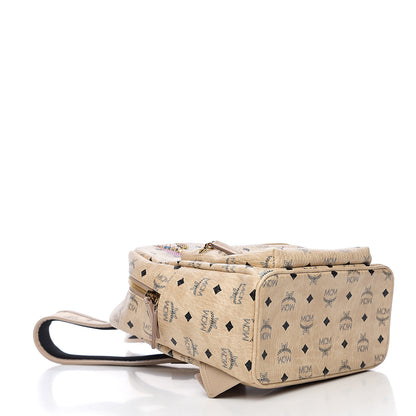 MCM Visetos Small Studded Stark Rabbit Backpack Beige 3 of 9