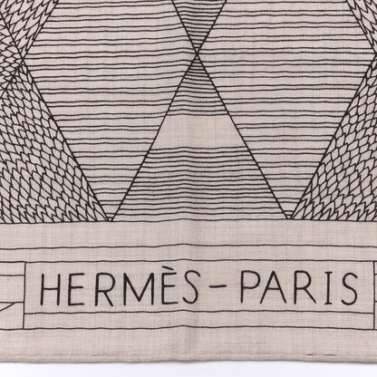 Hermes Cashmere Silk Patchwork Horse Shawl 140 Naturel Ebene 2 of 6