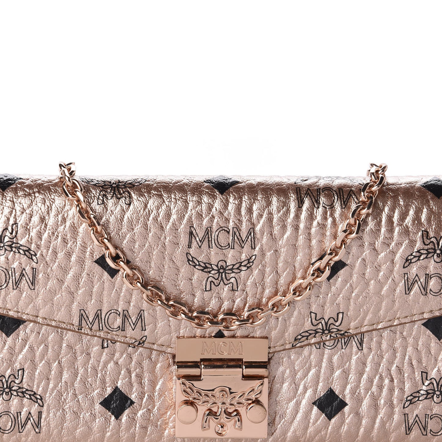 Metallic Visetos Patricia Wallet On Chain Champagne Gold