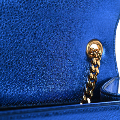 Saint Laurent Metallic Calfskin Small Classic Monogram Kate Tassel Satchel Blue Royal 9 of 9